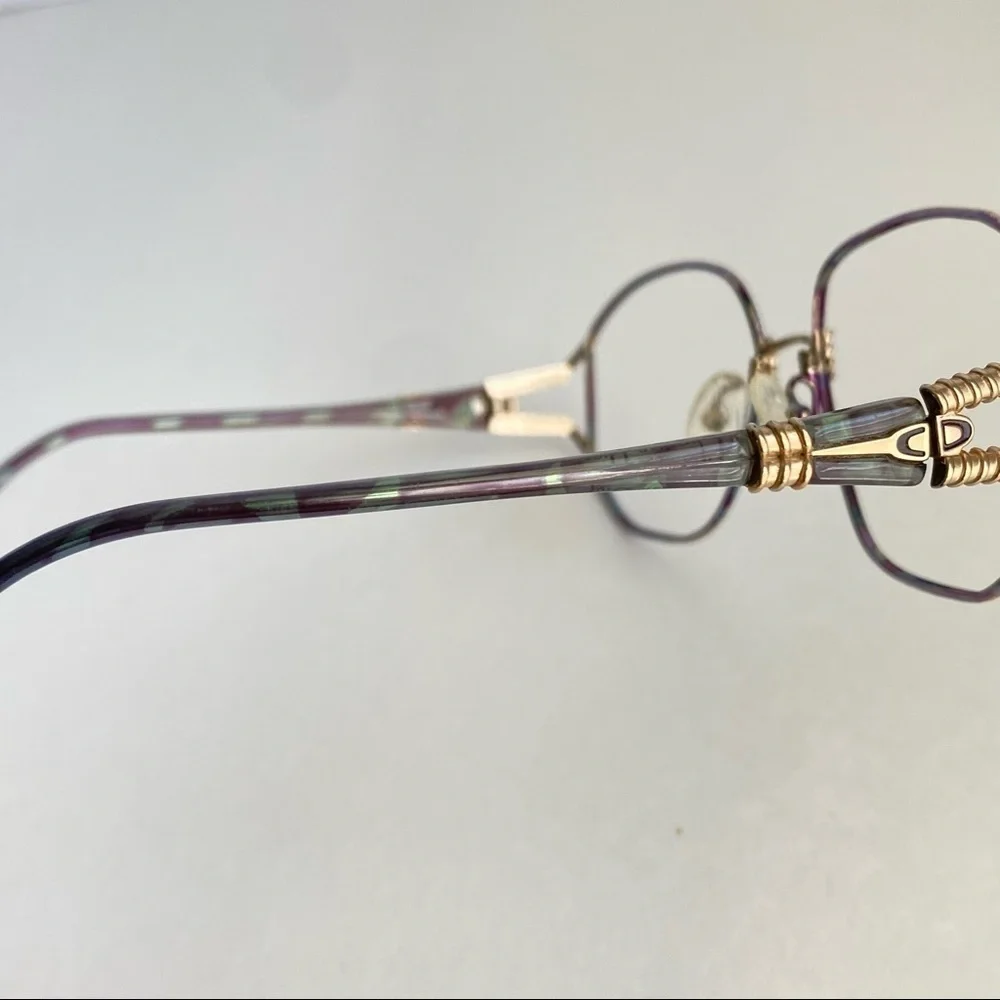 Vintage Christian Dior Eyeglasses Frames Purple Green Thin Glasses Retro 70s 80s